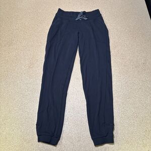 lululemon jogger sweatpants womens sz 6 drawstring waist black D2